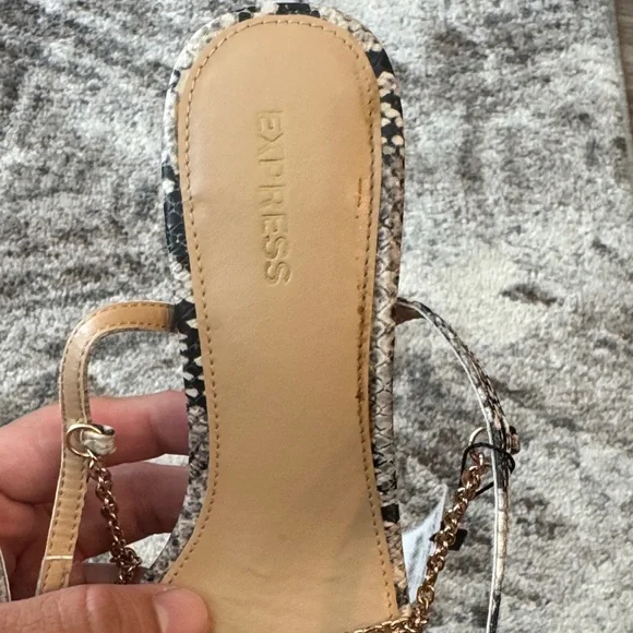 Express Black and Cream Snakeskin Sandals - Picture 4 of 5